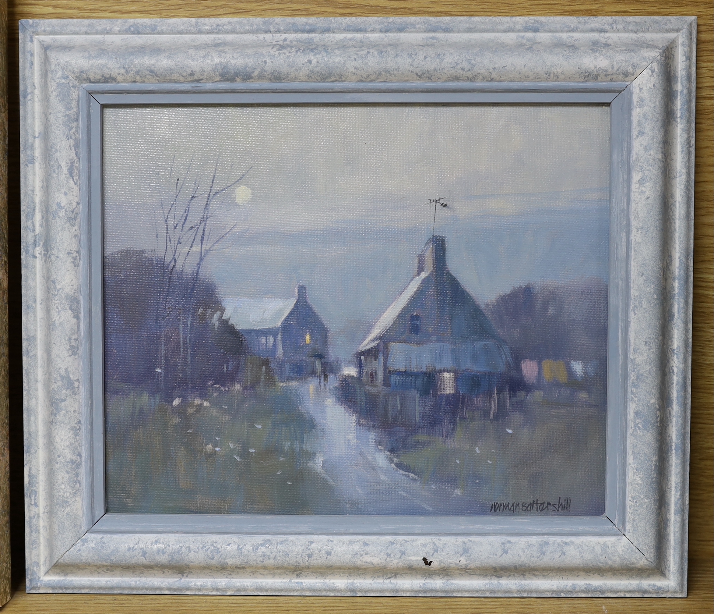 Norman Battershill (b.1922) oil on canvas board, 'A late walk', signed, 27 x 22cm